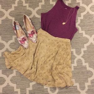 Tan Suede laser cut skirt
